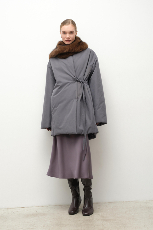 Куртка с шалевым воротником укороченная