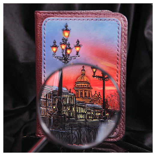 Обложка на паспорт «Городские мотивы» розовая