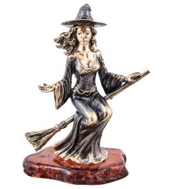 Народные промыслы AM-3945 Фигурка «Ведьмочка» (латунь, янтарь)