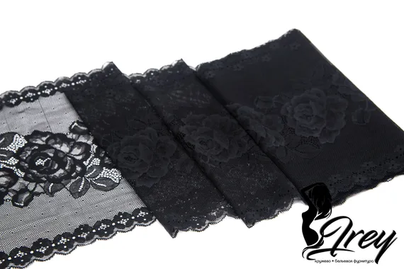 03-105 Кружево эластичное 20 см, черный 170