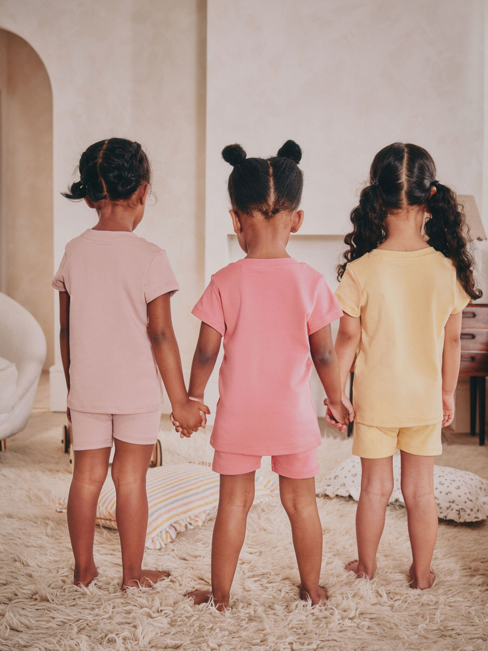 Пижама для девочки Next AC0-796, 3 шт., Розовый, Светло-желтый