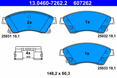 ATE - 13046072622-ATE - Brake Pad Set, disc brake