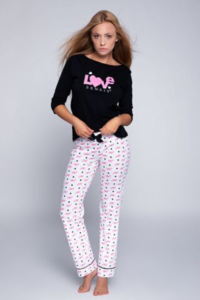 Женская пижама Blake с брючками (Размер: L) (Цвет: черный с белым)