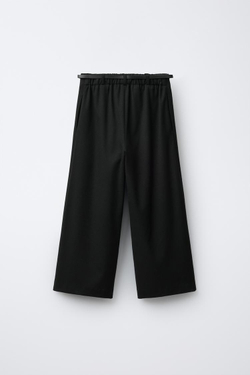 ZARA БРЮКИ-КЮЛОТЫ С ПОЯСОМ, ЧЕРНЫЙ