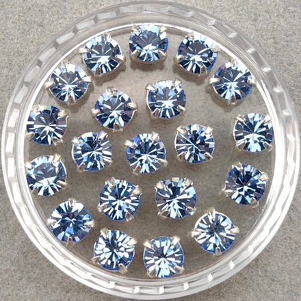 Шатоны Preciosa MAXIMA в оправах, Light Sapphire/Silver