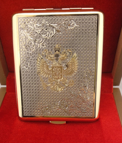 Портсигар "Герб РФ" двусторонний на 20 сигарет