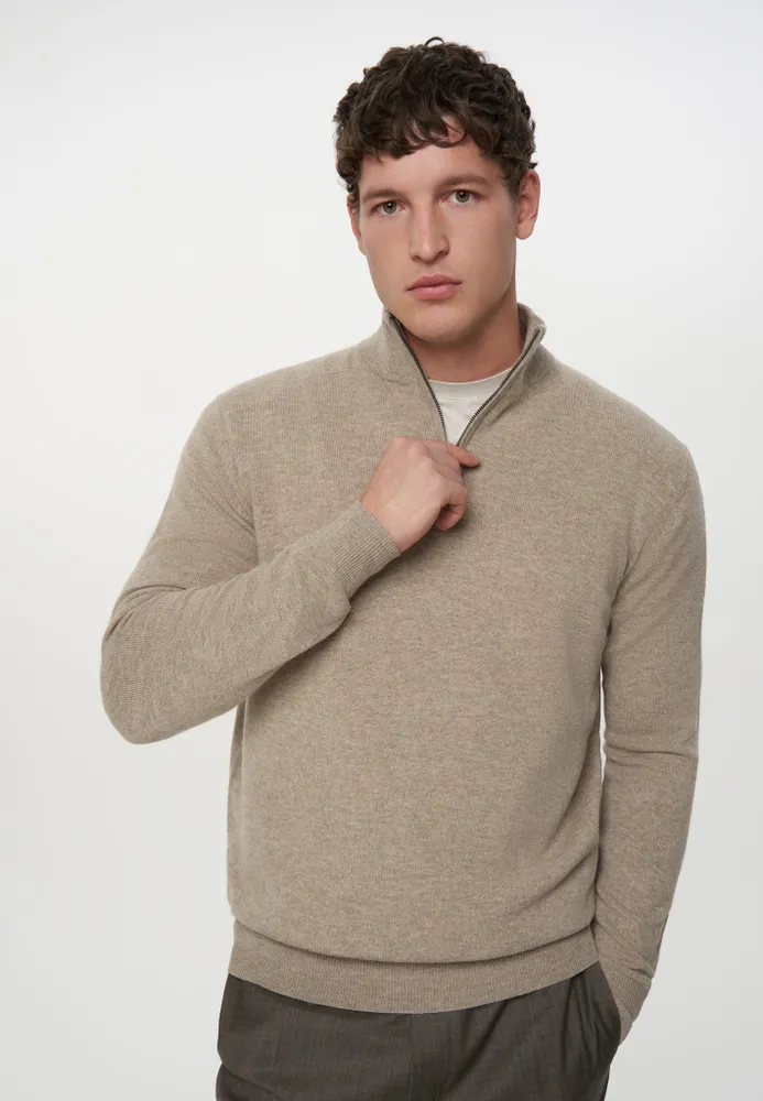 Коричневый свитер из baby cashmere с воротником