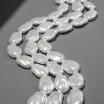 Хрустальный жемчуг в форме вытянутой монетки, белый, 24*17мм