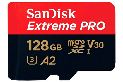 Карта памяти SanDisk microSDXC Extreme PRO V30 U3 A2 (200/90MB/s) 128GB + ADP