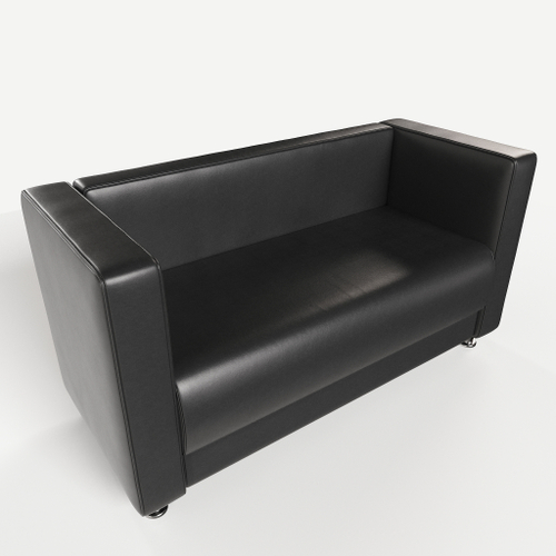 Диван прямой офисный из эко кожи с подлокотниками Пауза M04 (Черный)