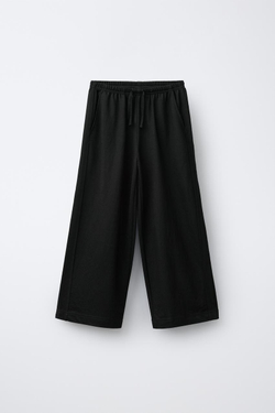 ZARA БРЮКИ WIDE LEG СВОБОДНОГО КРОЯ, ЧЕРНЫЙ