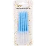 Свечи в торт «Праздник» 10 шт. 8,1 см, голубой