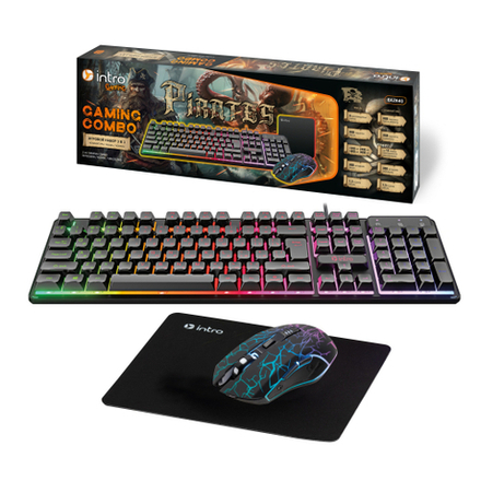 Клавиатура и мышь комплект Intro GXZ840 проводной игровой + коврик цвет черный