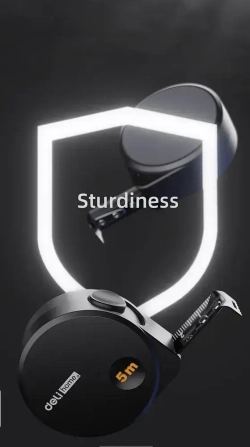 Рулетка "Home Series Black" Deli HT8519 5мх19мм (Эксклюзивный дизайн, корпус из софттач пластика, противоскользящая резиновая вставка, подарочная упаковка)