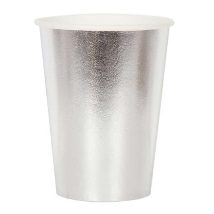 Стаканы фольгированные в серебряном цвете, 250 мл, 6 шт
