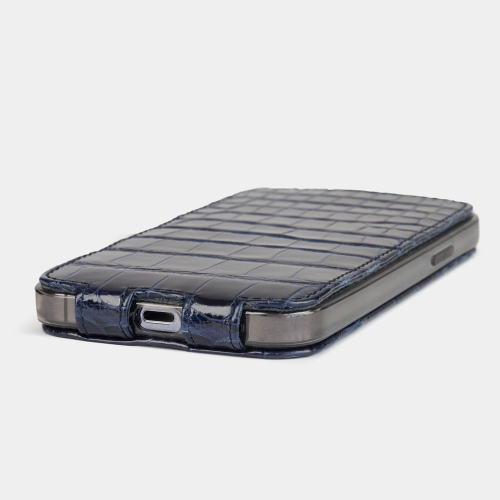 Special order: Чехол для iPhone 12/12Pro из кожи аллигатора, синего цвета