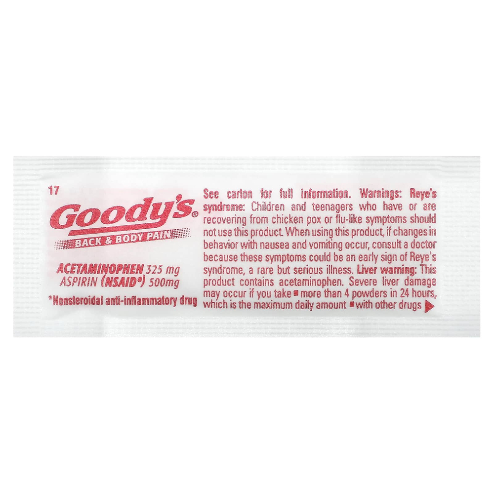 Goody's, порошок от боли в спине и теле, без кофеина, 24 пакетика