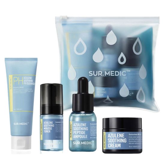 Успокаивающий travel-набор с азуленом SUR.MEDIC+ Azulene Trial Kit 30ml+20ml+50ml+15мл