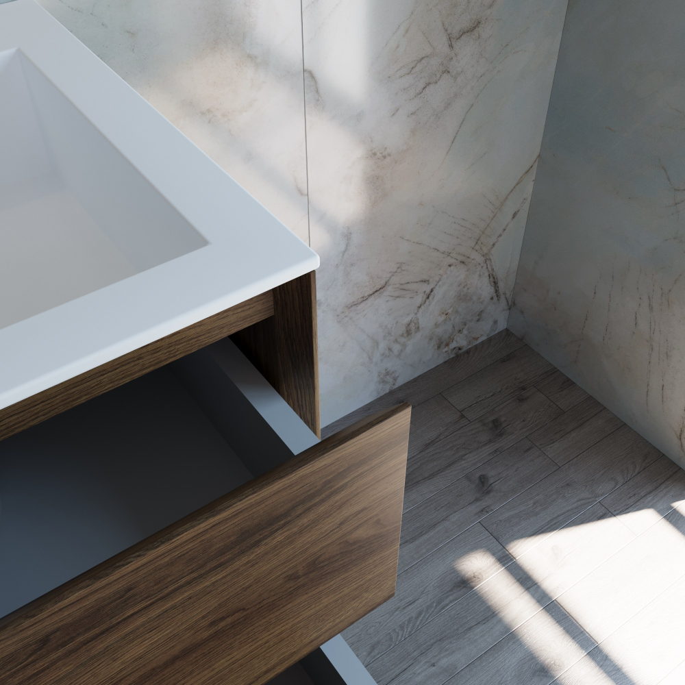 База под раковину Luka 600 подвесная, 2 выкатных ящика soft-close, С.Oak