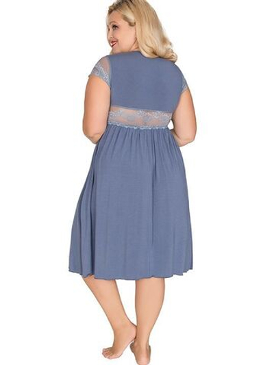 Сорочка из вискозы с резинкой под грудью (Размер: XXL) (Цвет: грязно-синий)