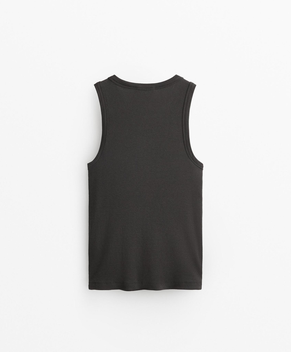 Oysho Топ без рукавов в рубчик, темно-свинцовый