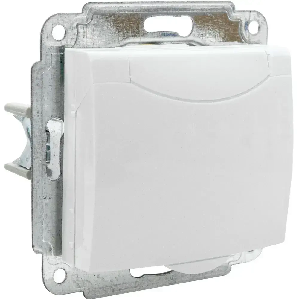 Розетка встраиваемая одинарная с заземления с крышкой IP 44 Jilion белый