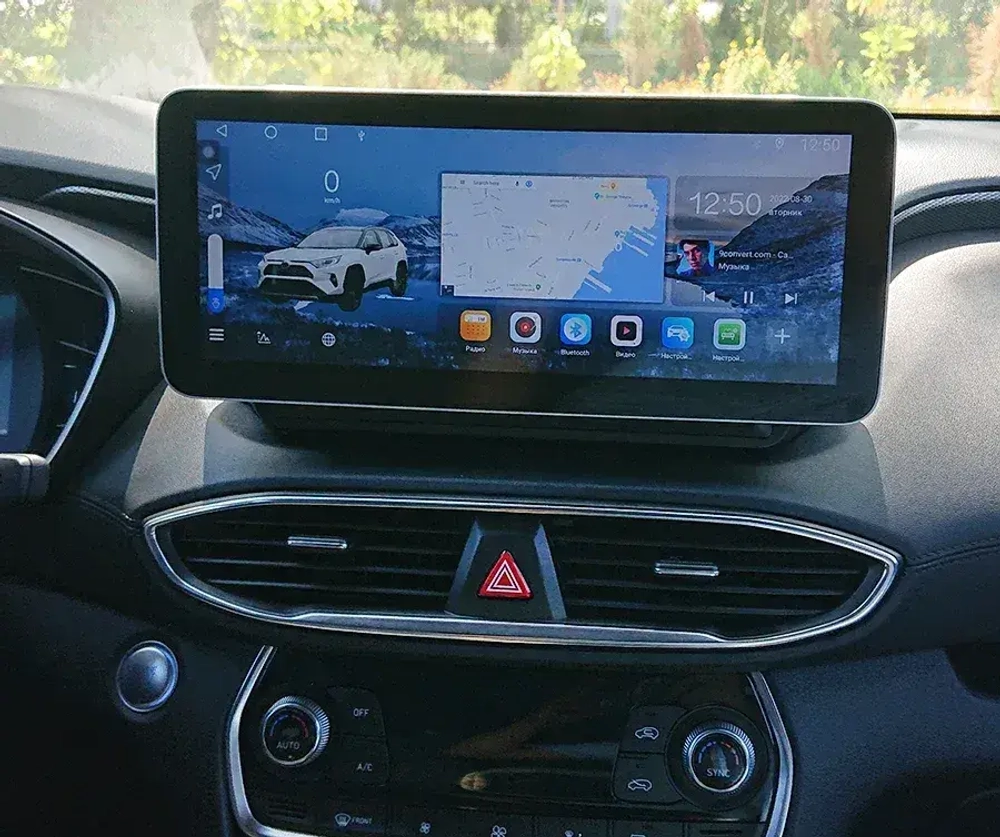 Магнитола для Hyundai Santa Fe 4 2018-2021 - Carmedia MKD монитор 12.3" в стиле MERCEDES на Android 11, CarPlay, 4G SIM-слот