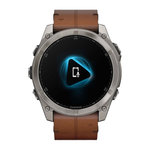 Спортивные часы Garmin fenix 8, 51 мм, AMOLED, каштановый кожаный ремешок, силиконовый ремешок цвета чёрный/«серая галька» Безель из титана, AMOLED-дисплей. Кожаный ремешок и силиконовый ремешок с классическими застёжками — на запястье обхватом 135–213 мм