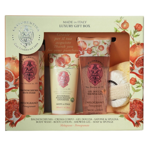 LA FLORENTINA набор Гранат (Пена для ванны 500мл+Лосьон для тела 200мл+Гель для душа 250мл+Мыло 115г+Спонж) (06692)