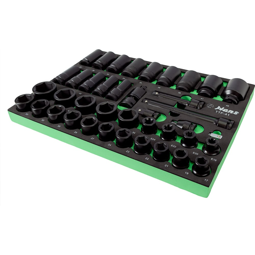 Набор ударных головок и аксессуаров 3/4" Hans в ложементе, TTF-41