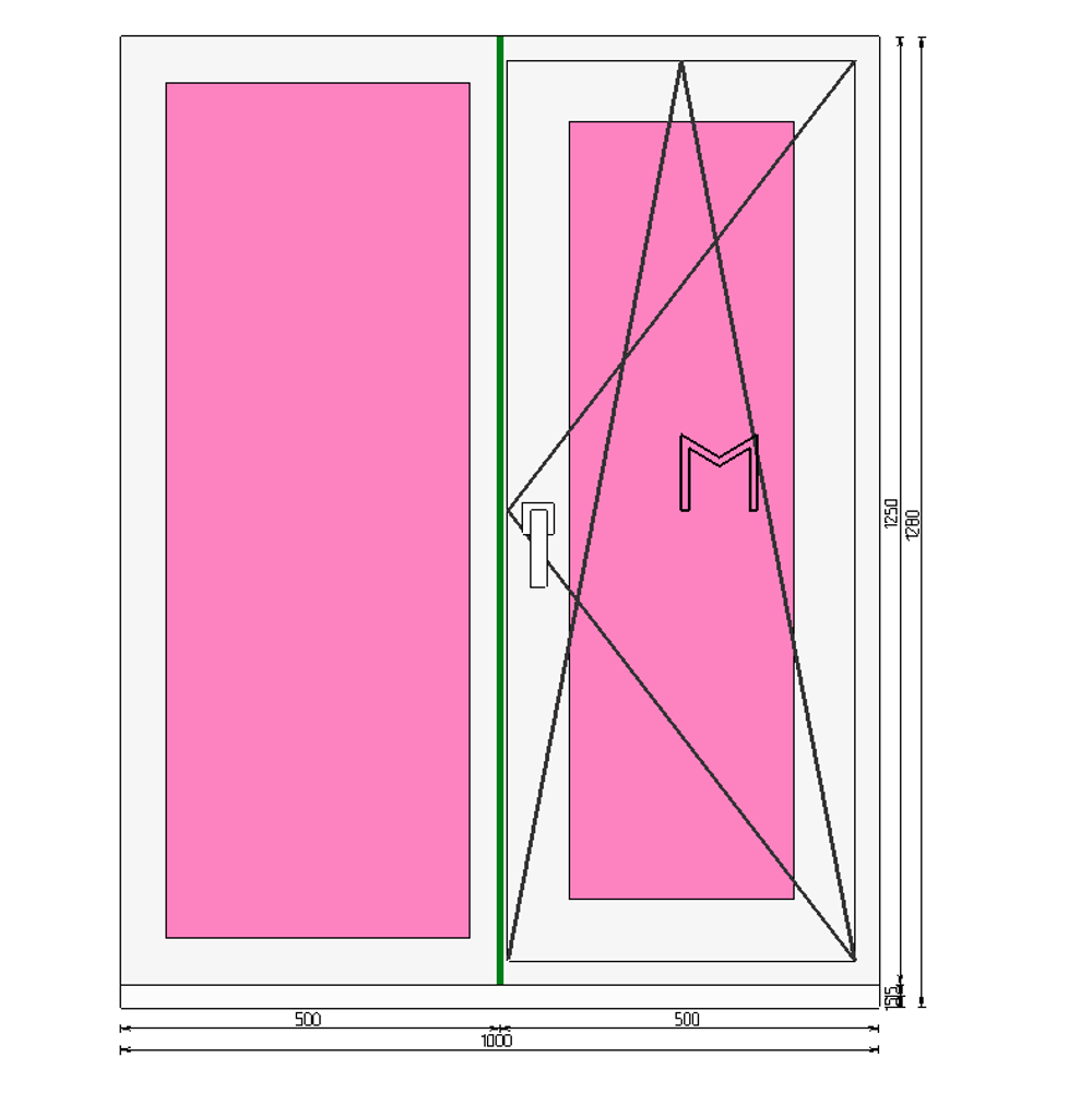 Пластиковое окно 1250 х 1000 ТермА Эко + Москитная сетка