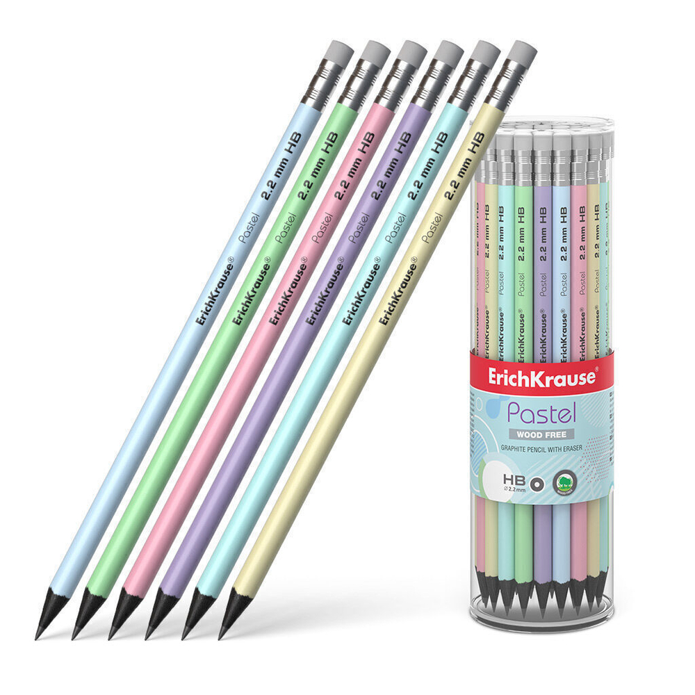 Карандаш Pastel НВ пластиковый с ластиком, тубус