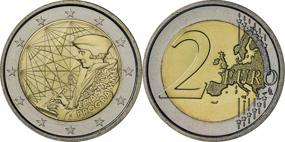 Италия 2 евро, 2022 35 лет программе Эразмус UNC