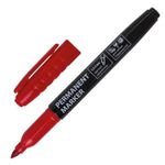 Маркер перманентный (нестираемый) BRAUBERG, КРАСНЫЙ, круглый наконечник, 1,5-3 мм, с клипом, 151631