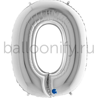 Фольгированная фигура, Буква O 100 см Silver