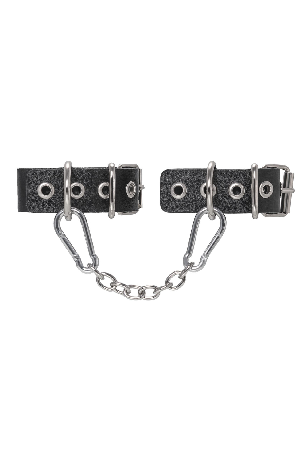 Черные кожаные наручники-браслеты из одного ремешка с люверсами