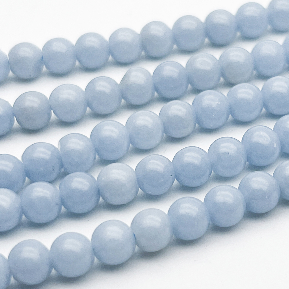 Ангелит бусины, диаметр около 5,7-5,9 мм, цена за 34-35 шт (1/2 нити)