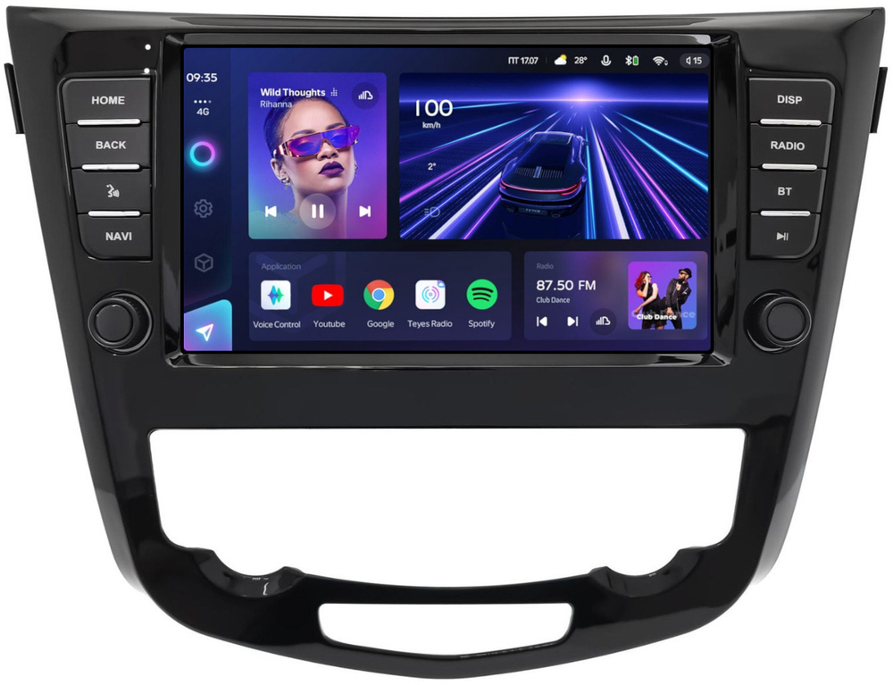 Магнитола для Nissan X-Trail T32, Qashqai J11 2014-2022 (климат, рамка большая с кнопками) - Teyes CC3-2K монитор 9.5" 2K QLED на Android 10, ТОП процессор, CarPlay, 4G SIM-слот