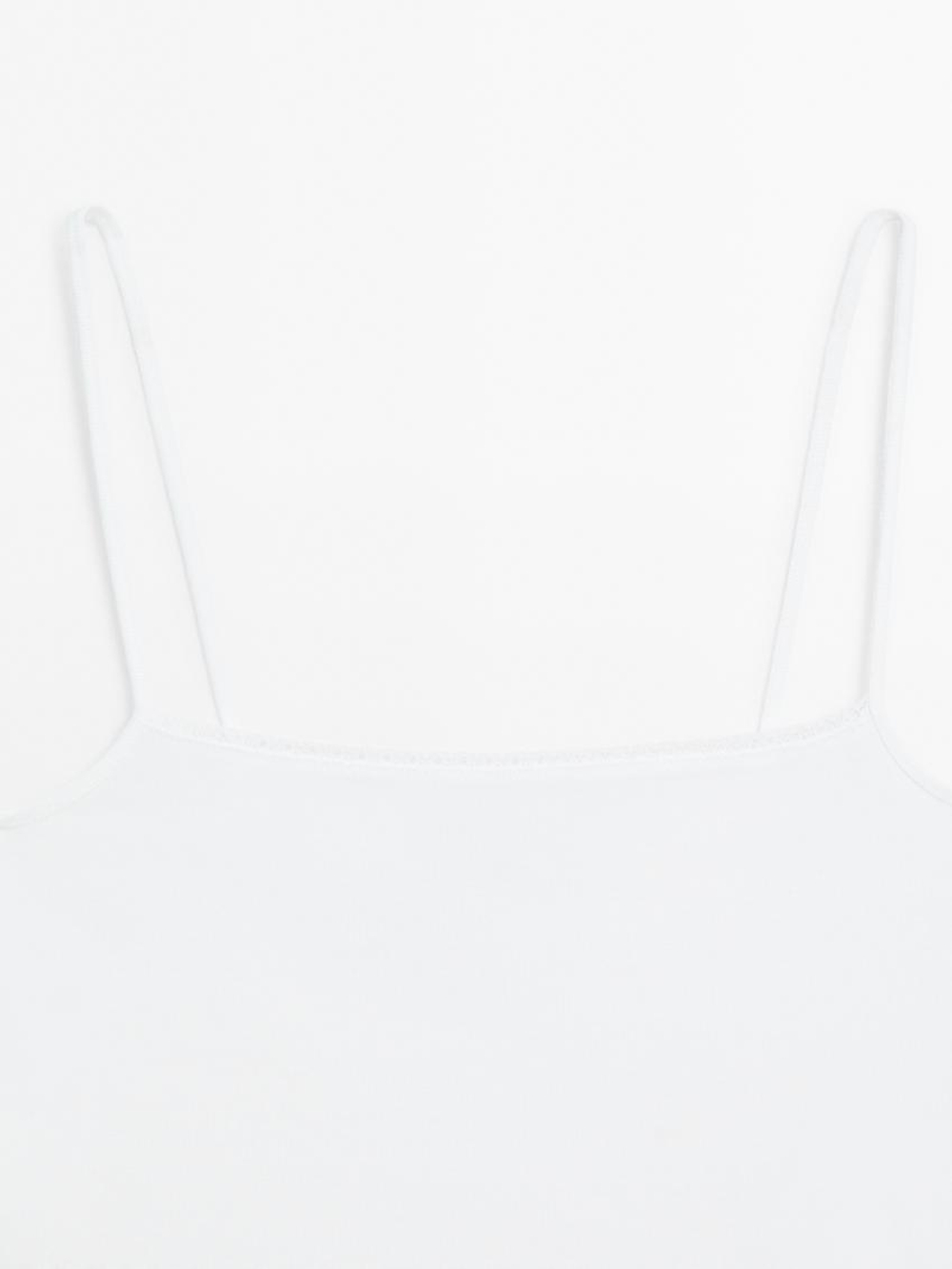 Massimo Dutti Трикотажный топ на бретелях с кружевом, натуральный, кремовый