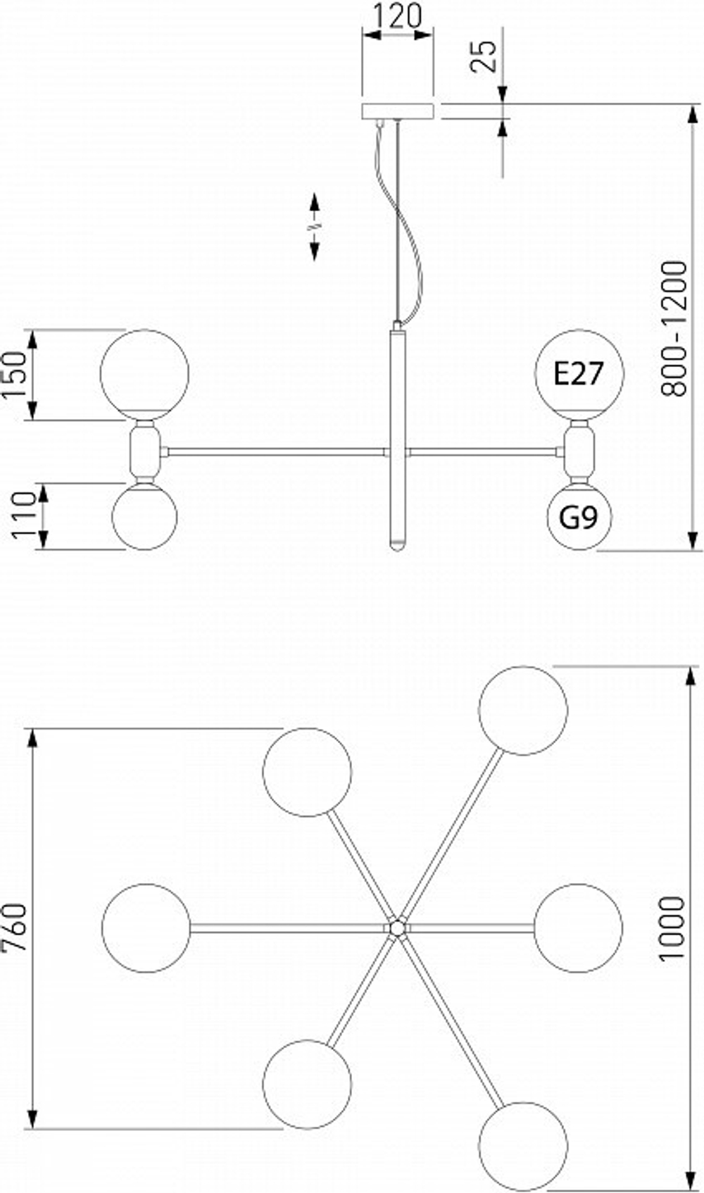 Подвесная люстра Eurosvet Bubble 30182 черный