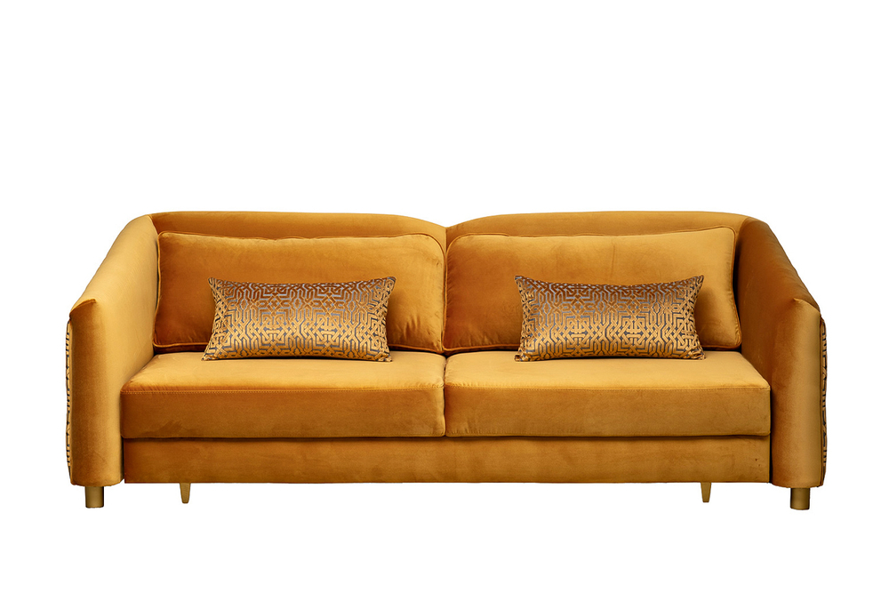 Диван Garda Decor Треви (Trevi) 230М(К) трехм раскл с кантом оранж Velv ORANG+Lattice ORANG 232*103*88 см