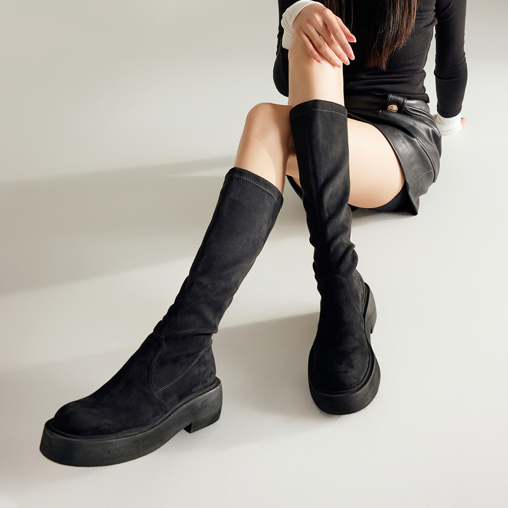 FED Suede Knee high Boots Women"s Black