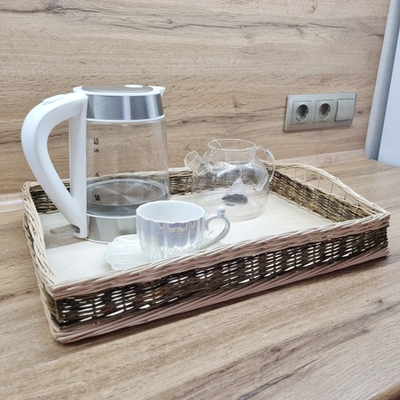 Поднос плетеный с ручками для организации хранения, 460 х 350 х 65 (85) мм