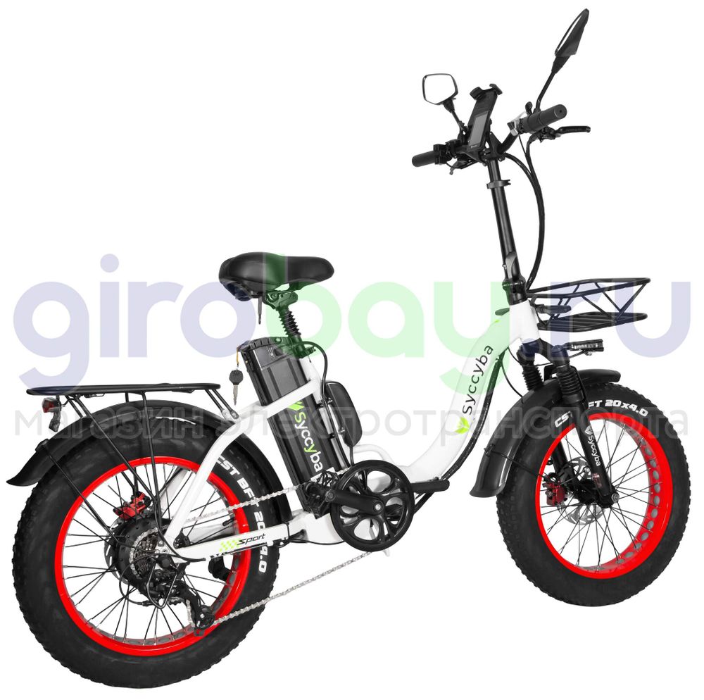 Электровелосипед Syccyba F11 Pro 2025 года (48V/15Ah) - Белый с красными ободами фото №10