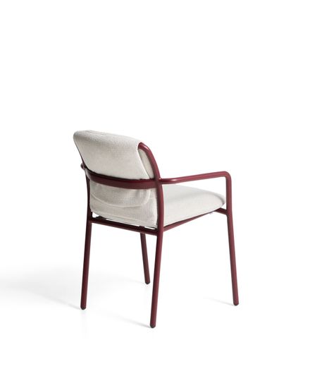 Уличный стул Linosa из бордового алюминия с бежевой подушкой