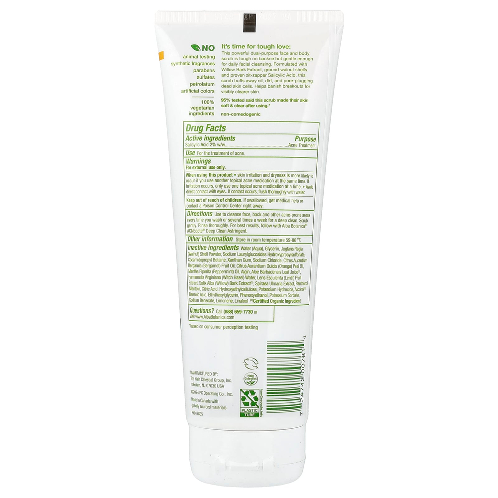 Alba Botanica, Acndode®, отшелушивающий скраб для лица и тела, 237 мл (8 жидк. унций)