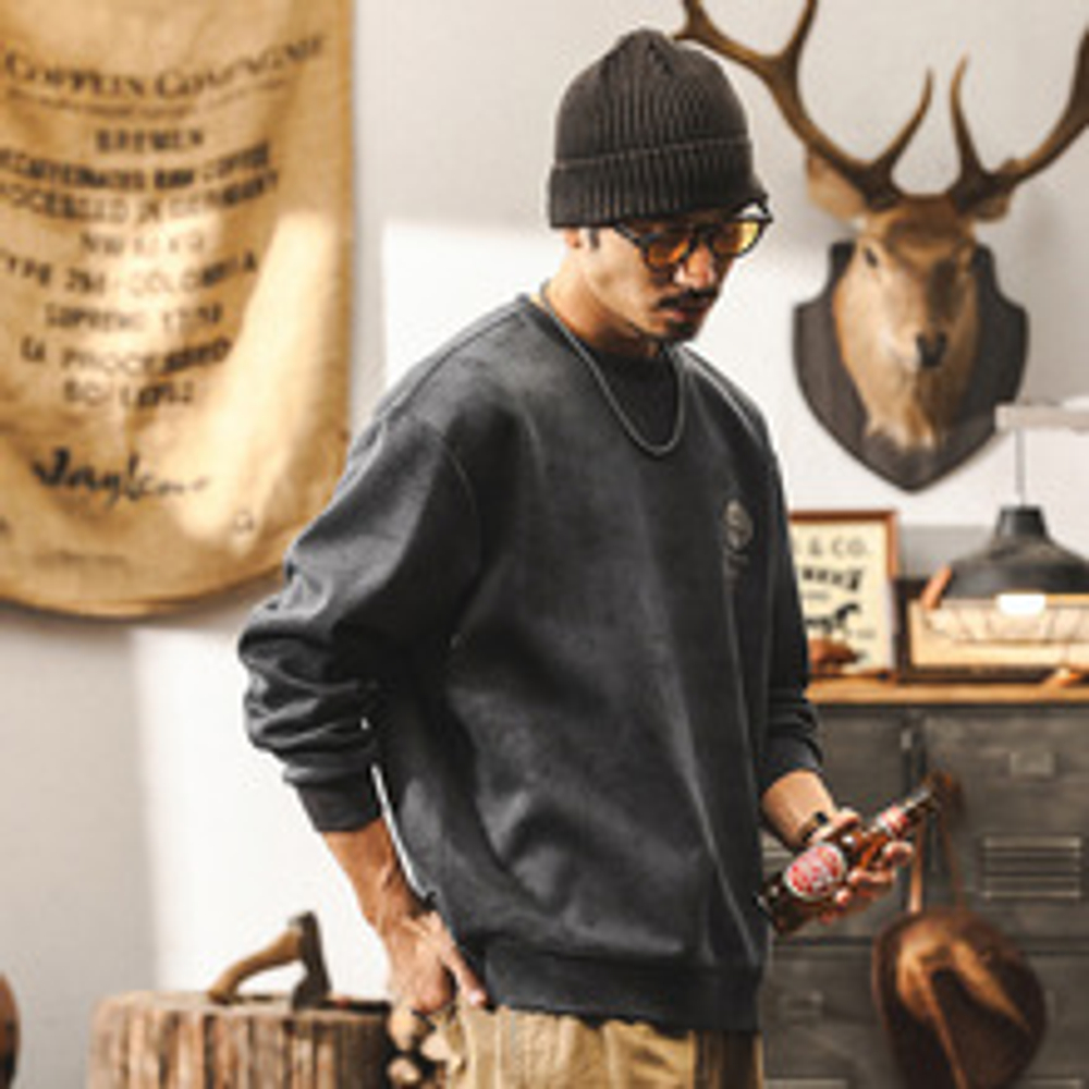 Мужской свитшот американского ретро стиля, круглый вырез, весна-осень, модный брендовый с принтом