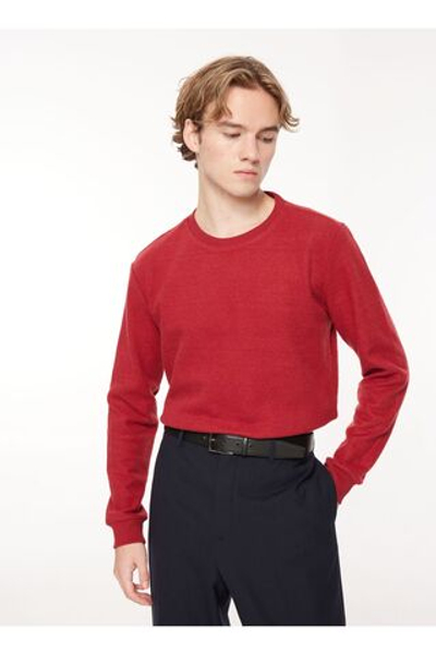 People By Factory Мужская толстовка на плоской подошве с бордовым воротником для велосипеда Spbf3wm-swt5009