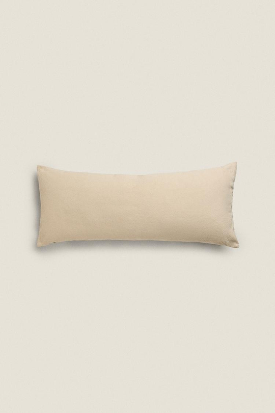 ZARA HOME ОДНОТОННЫЙ ЧЕХОЛ НА ПОДУШКУ С КОНТРАСТНЫМИ КРАЯМИ, КРЕМОВЫЙ