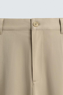 ZARA БРЮКИ STRAIGHT FIT КОМФОРТ, БЕЖЕВЫЙ